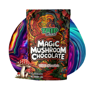 Trip Chews Magic Mushroom Chocolate – Milk Chocolate Flavor | Psychedelic-Inspired Packaging with Vibrant, Trippy Design – TripChews.com
