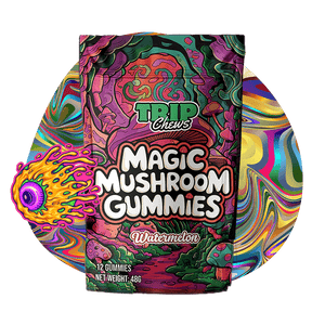 Trip Chews Magic Mushroom Gummies – Watermelon Flavor | Psychedelic-Inspired Packaging with Vibrant, Trippy Design – TripChews.com