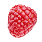 Close-up of a raspberry on a white background